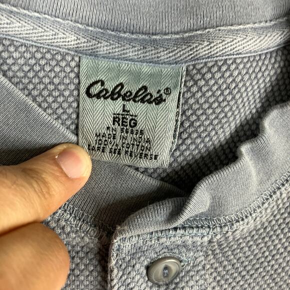 Cabela’s Henley Shirt Mens Size L Gray Short Sleeve Textured Casual Outdoor Top - Picture 3 of 7